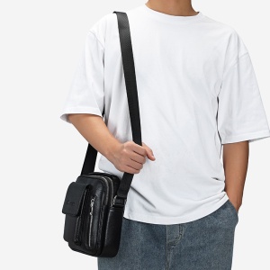 Geanta messenger barbati, piele naturala, JERMYN'S Lincoln, neagra - Img 5