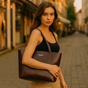 Geanta shopper dama din piele naturala maro inchis JERMYN'S Sheryl - Img 2