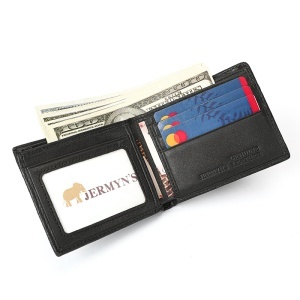 Portofel bărbați din piele naturală cu patern crocodile JERMYN'S Prato, RFID, slim, negru - Img 5