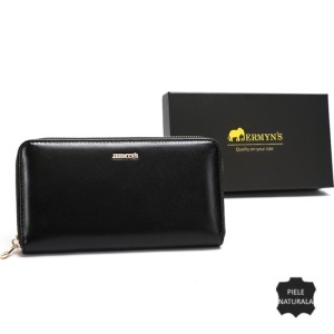 Portofel dama piele naturala, cu fermoar, JERMYN'S Elaine, negru
