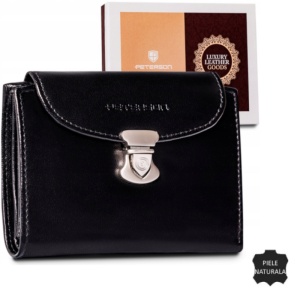 Portofel dama scurt, piele naturala, PETERSON Darcie, RFID, negru