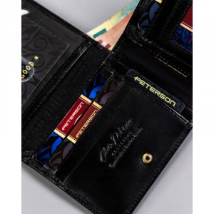 Portofel premium barbati PETERSON Alcott RFID din piele naturala neagra - Img 9