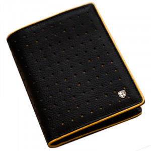 Portofel premium barbati PETERSON RFID Clark din piele naturala neagra cu detaliu galben - Img 12