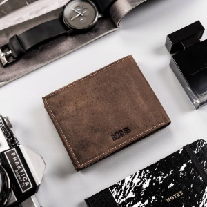 Portofel premium barbati, piele naturala, PETERSON Hunter, RFID, maro - Img 4