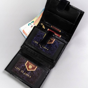 Portofel vertical barbati PETERSON Arthur RFID din piele naturala neagra cu inchidere prin capsa - Img 7