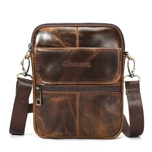 Borseta barbati din piele naturala JERMYN'S York, maro, slim - Img 3