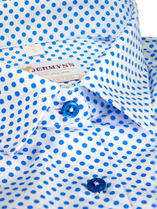 Camasa alba dama EASY IRON cu buline albastre - Exclusive Slim Fit - Img 2