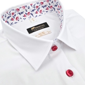Camasa dama alba office Luxury Slim Fit EASY IRON cu garnitura cu motiv floral - Img 2