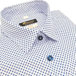Camasa dama office alba cu structuri albastre Luxury Slim Fit EASY IRON - Img 2