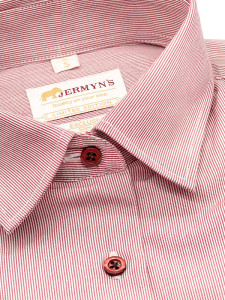Camasa office alba dama Exclusive Slim Fit cu dungi fine grena EASY IRON - Img 2