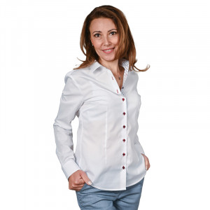 Camasa office alba dama Luxury Slim Fit EASY IRON cu garnitura mini trifoi - Img 2