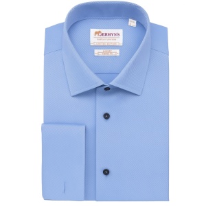 Camasa office barbati, regular, mansete pentru butoni, Diagonal Luxury Classic, Fit EASY IRON, bleu - Img 2