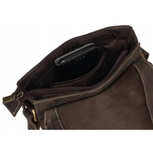 Geanta crossbody barbati ALWAYS WILD Carson din piele naturala maro - Img 6