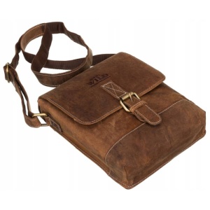 Geanta crossbody barbati ALWAYS WILD Carson din piele naturala maro coniac - Img 8