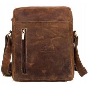 Geanta crossbody barbati ALWAYS WILD Clifford din piele naturala maro coniac - Img 2