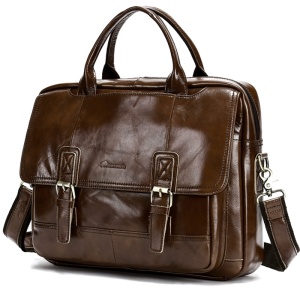 Geanta laptop din piele naturala maro inchis JERMYN'S Norwich