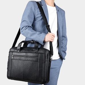 Geanta laptop, JERMYN'S Auckland, piele naturala neagra - Img 3