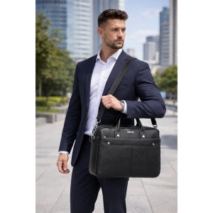 Geanta laptop, piele naturala, JERMYN'S Austin, neagra - Img 10