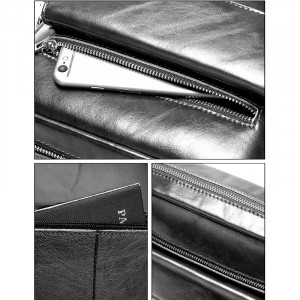Geanta messenger barbati din piele naturala neagra London - Img 12