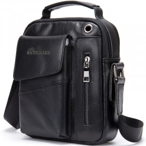 Geanta messenger barbati Oliver din piele naturala neagra
