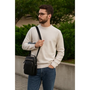 Geanta messenger barbati, piele naturala, JERMYN'S Kansas, neagra - Img 2