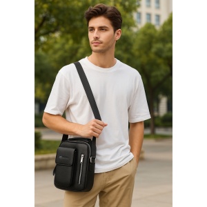 Geanta messenger barbati, piele naturala, JERMYN'S Lincoln, neagra - Img 2