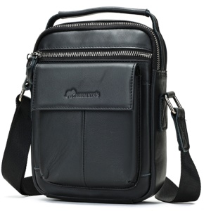 Geanta messenger barbati, piele naturala, JERMYN'S Texas, neagra