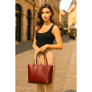 Geanta shopper dama din piele naturala rosie JERMYN'S Sheryl - Img 2