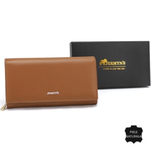 Portofel dama piele naturala JERMYN'S Monza, maro caramel