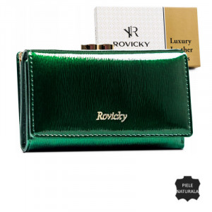 Portofel dama, scurt, piele naturala, ROVICKY Daisy, verde