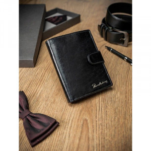 Portofel negru elegant barbati din piele naturala Pierre Andreus RFID cu inchidere prin capsa - Img 2