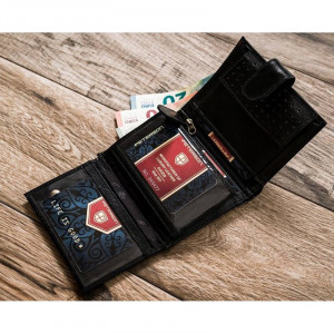 Portofel premium barbati PETERSON RFID Lewis din piele naturala neagra cu inchidere prin capsa - Img 7