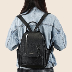 Rucsac dama din piele naturala neagra JERMYN'S Genova - Img 4