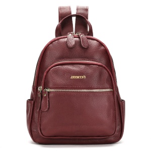 Rucsac dama JERMYN'S Bologna, piele naturala, rosu burgund, compact - Img 3