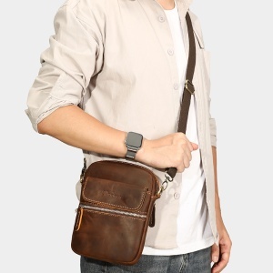 Borseta barbati din piele naturala nubuck JERMYN'S York, maro - Img 2