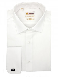 Camasa alba regular barbati pentru butoni Luxury Classic Fit Diagonal - Img 3