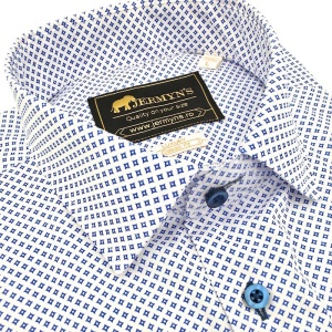 Camasa barbati alba regular Luxury Classic Fit EASY IRON cu structuri albastre - Img 2