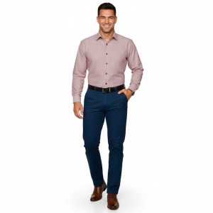Camasa barbati alba regular Luxury Classic Fit EASY IRON in dungulite fine grena - Img 3