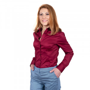 Camasa office dama grena satinat - Luxury Slim Fit EASY IRON - Img 3
