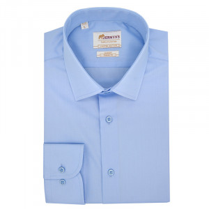 Camasa regular office barbati din poplin bleu EASY IRON - Luxury Classic Fit - Img 4