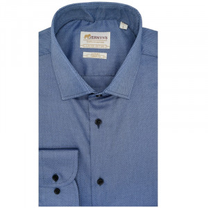 Camasa slim albastra office barbati Royal Oxford EASY IRON - Luxury Slim Fit - Img 3