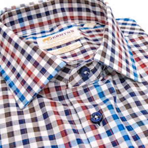 Camasa slim barbati in carouri multicolore Luxury Slim Fit EASY IRON - Img 1