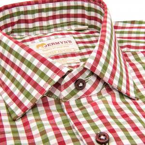 Camasa slim casual barbati in carouri grena si verde Luxury Slim Fit EASY IRON - Img 2