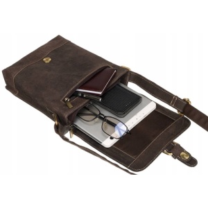 Geanta crossbody barbati ALWAYS WILD Carson din piele naturala maro - Img 7