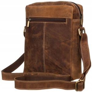 Geanta crossbody barbati ALWAYS WILD Clifford din piele naturala maro coniac - Img 3