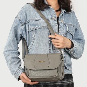 Geanta dama JERMYN'S Sophia, piele naturala, gri, casual - Img 8