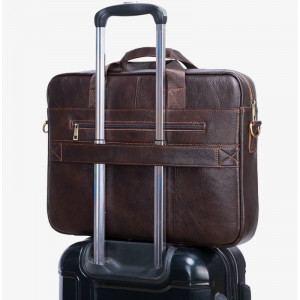 Geanta laptop din piele naturala maro inchis JERMYN'S Houston - Img 14