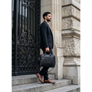 Geanta laptop din piele naturala neagra JERMYN'S Houston - Img 2