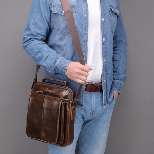 Geanta messenger barbati din piele naturala maro JERMYN'S Wilson - Img 2