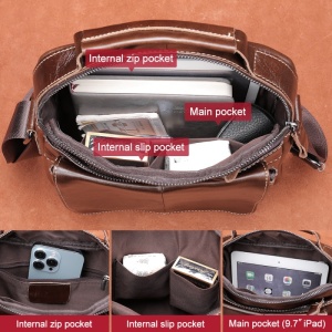 Geanta messenger barbati din piele naturala maro JERMYN'S Wilson - Img 12